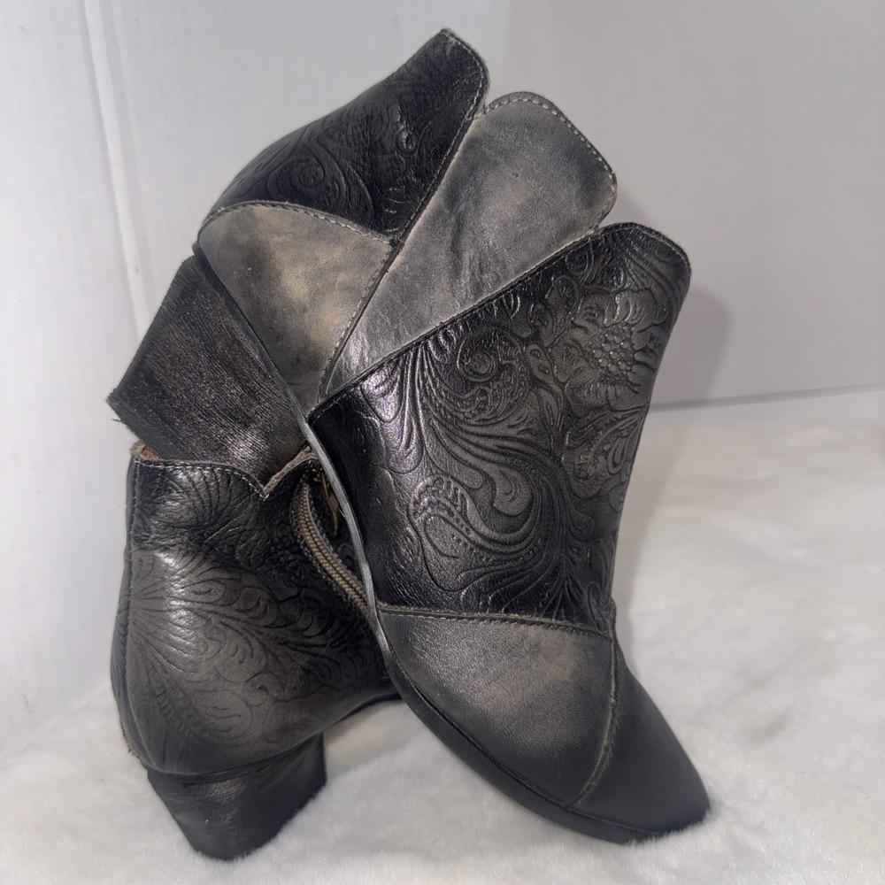 L'Artiste Spring Step Floral Equestrian Boho Leather Black Boots EU 41 US 9.5-10